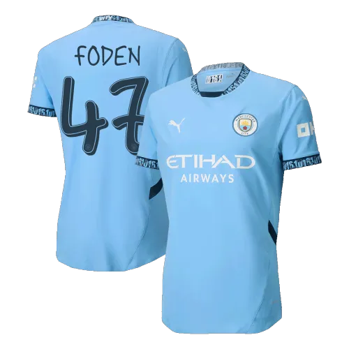 FODEN #47 Manchester City Home Authentic Soccer Jersey 2024 UCL