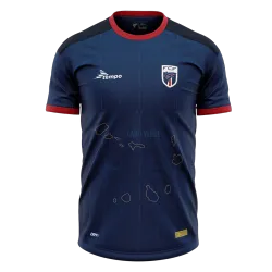 Cape Verde Home Soccer Jersey 2025 - product photo Maglia da calcio maschile di Capo Verde 2025, vista frontale, blu brillante con lo stemma della squadra.