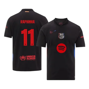RAPHINHA #11 Barcelona Away Men's Soccer Jersey 2024/25 - UCL (Spotify Logo Without Text)