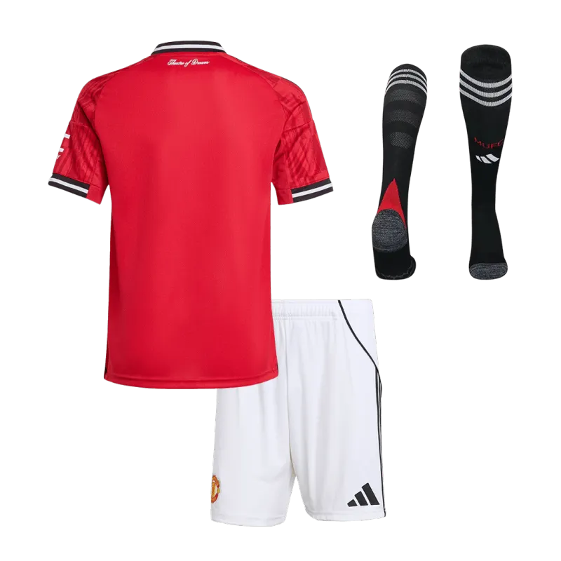 Manchester United Home Kids Soccer Jerseys Full Kit 2025/26