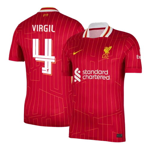 VIRGIL #4 Liverpool Home Men's Soccer Jersey 2024 - UCL