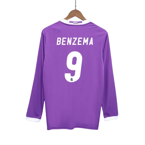Vintage Soccer Jersey Retro BENZEMA #9 Real Madrid Away Long Sleeve 2016