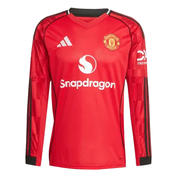 Camisa de futebol de manga comprida do Manchester United (jogo em casa) 2025/26