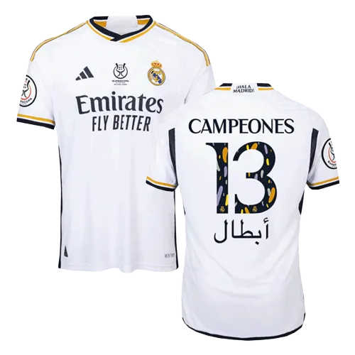 CAMPEONES #13 Real Madrid Campeones Supercopa Home Authentic Soccer Jersey 2023/24