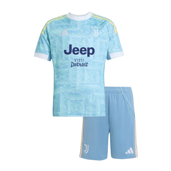 Equipación infantil de la Juventus para partidos fuera de casa, temporada 25/26 - Calidad de primera categoría. Vista detallada
