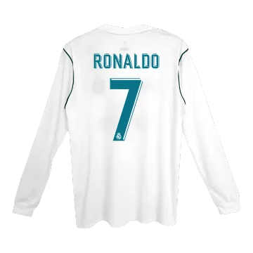 Vintage Men's Soccer Jersey Retro RONALDO #7 Real Madrid Home Long Sleeve 2017/18