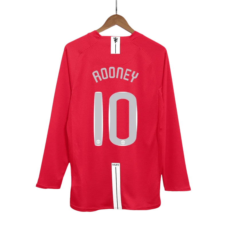 Vintage Soccer Jersey Retro ROONEY #10 Manchester United Home Long Sleeve 2007 UCL Final