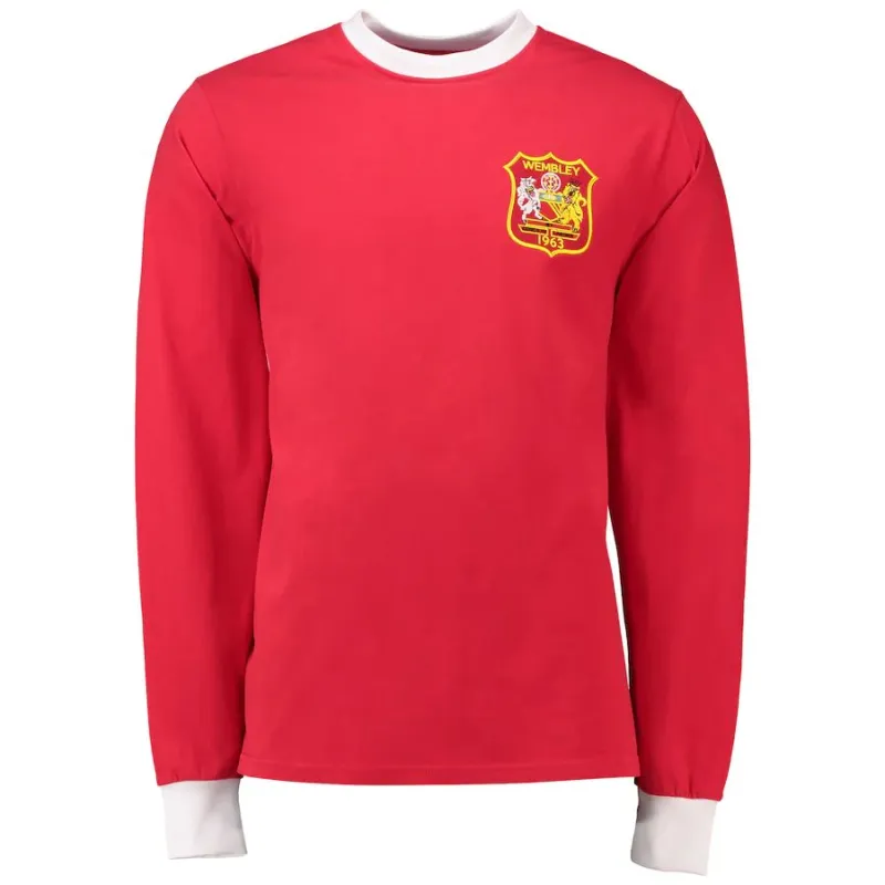 Vintage Soccer Jersey Retro Manchester United Long Sleeve 1963 FA Cup Final