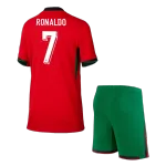 RONALDO #7 Portugal Home Kids Soccer Jerseys Kit EURO 2024
