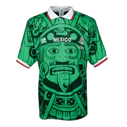 Mexico Vintage Soccer Jerseys Home Retro Kit 1998 World Cup - product photo Mexico Vintage Men's Soccer Jersey 1998 World Cup Home Retro Kit front view with crest.