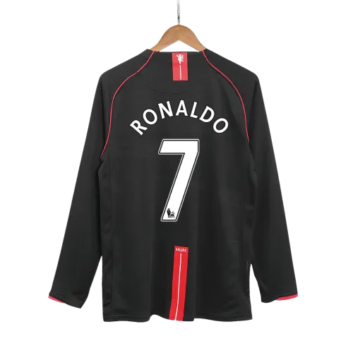 Camisola de futebol vintage Retro RONALDO #7 Manchester United Away Manga comprida 2007