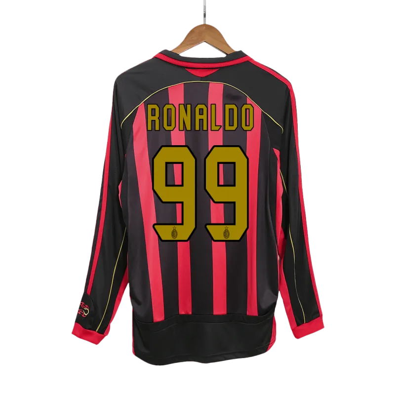Vintage Soccer Jersey Retro RONALDO #99 AC Milan Home Long Sleeve 2006