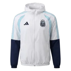 Argentinië Hoodie Herenjack 2026 World Cup - Wit vooraanzicht, met teamwapen en -design.