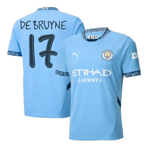 DE BRUYNE #17 Manchester City Home Men's Soccer Jersey 2024/25 - UCL