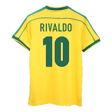 Maglia da calcio vintage Retro RIVALDO #10 Brasile Home 1998 World Cup