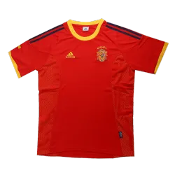Vintage Soccer Jersey Retro Spain Home 2002 - product photo Vintage Men's Soccer Jersey Retro Spain Home 2002 front view, vibrant red with crest.