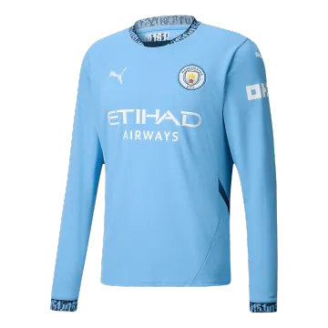 Camisola de futebol de manga comprida para casa do Manchester City 2024/25