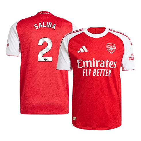SALIBA #2 Arsenal Home Premium Soccer Jersey 2025/26