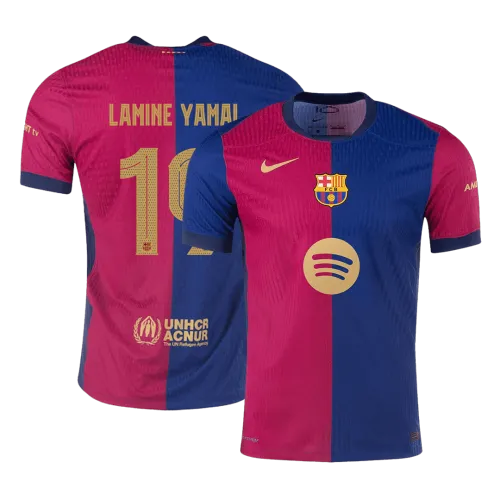 LAMINE YAMAL #19 Barcelona Home Authentic Men's Soccer Jersey 2024/25 -UCL Spotify Logo Without Text