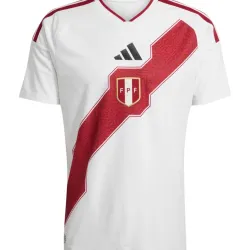 Peru Home Soccer Jersey World Cup 2026 - product photo Peru Home Men's Soccer Jersey World Cup 2026 front view featuring team crest and stripe design.