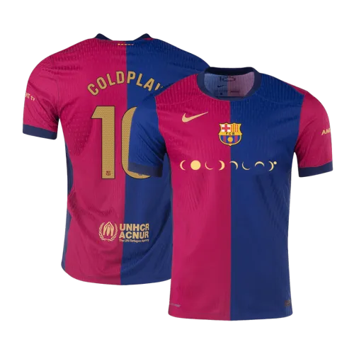 COLDPLAY #10 Barcelona Home Authentic Men's Soccer Jersey 2024/25