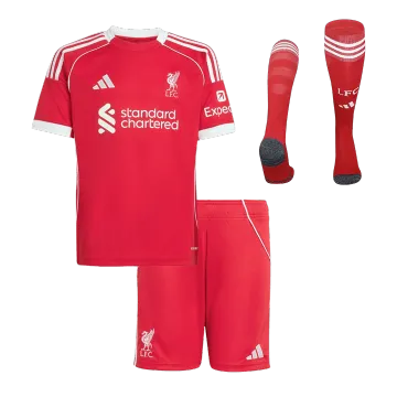 Liverpool Home Kids Soccer Jerseys Full Kit 2025/26