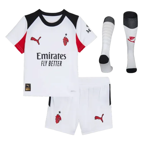 Camisolas de futebol para crianças do AC Milan Away Kit completo 2025/26