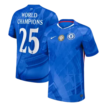 WERELDKAMPIOENEN #25 Chelsea voetbalshirt voor thuiswedstrijden 2025/26 met embleem op de borst