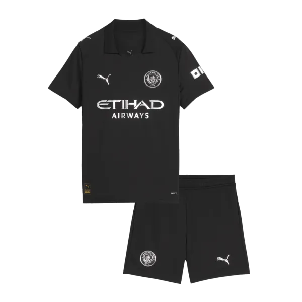 Equipación infantil para el partido fuera de casa del Manchester City del 25/26 - Calidad de primera categoría. Vista detallada