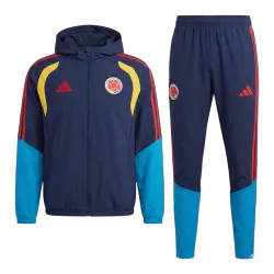 Colombia Felpa con cappuccio da uomo, Coppa del Mondo 2026 Navy, vista frontale con stemma della squadra.