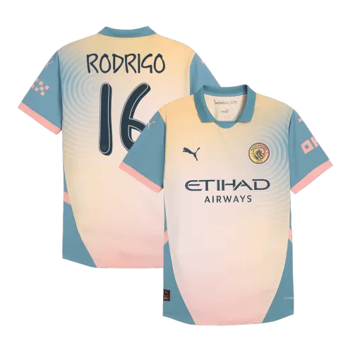 RODRIGO #16 Manchester City Fourth Away Authentic Soccer Jersey 2024/25/ Definitivamente City (UCL)