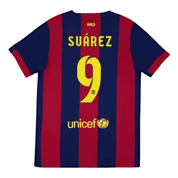Vintage Men's Soccer Jersey Retro SUÁREZ #9 Barcelona Home 2014