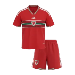 Wales Home World Cup Kids Soccer Jerseys Kit 2026 - product photo Wales Home World Cup 2026 kids soccer kit jersey, front view with dragon crest.