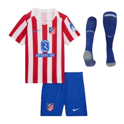 Atletico Madrid Home Kids Soccer Jerseys Full Kit 2025/26 - product photo US19.99 - Atletico Madrid Home Kids Soccer Jerseys Full Kit 2025/26