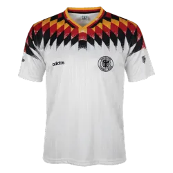 Retro Men's Soccer Jersey Germany Home 1994 front view, classic black, red, gold design.