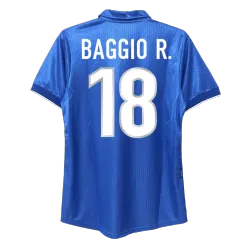 Vintage Soccer Jersey Retro BAGGIO R. #18 Italy Home 1998 World Cup - product photo Vintage Men's Soccer Jersey Retro BAGGIO R. Italy Home 1998 World Cup front view, team crest visible.