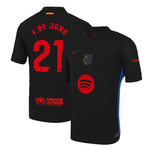 F.DE JONG #21 Barcelona Away Authentic Men's Soccer Jersey 2024/25 - Spotify Logo Without Text