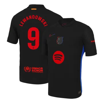 LEWANDOWSKI #9 Barcelona Away Authentic Men's Soccer Jersey 2024/25 - Spotify Logo Without Text