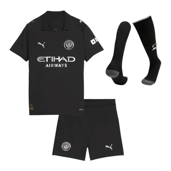 away Manchester City 25/26 youth kit - A-Grade Quality Detail View