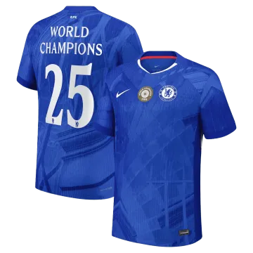 WORLD CHAMPIONS #25 Chelsea Home Authentic Soccer Jersey 2025/26 with chest badge