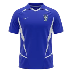 Retro Soccer Jersey Brazil Away 2002 World Cup - product photo Retro Men's Soccer Jersey Brazil Away 2002 World Cup, iconic blue front view.