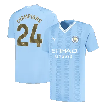 CHAMPIONS #24 Manchester City Home Soccer Jersey 2023/24