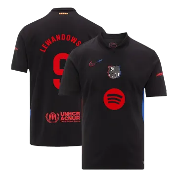 LEWANDOWSKI #9 Barcelona Away Men's Soccer Jersey 2024/25- Spotify Logo Without Text