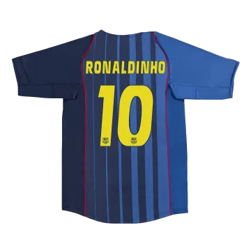 Maglia da calcio vintage Retro RONALDINHO #10 Barcelona Away 2004