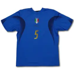 5 cannavaro Vintage Men's Soccer Jersey Retro Italy Home 2006 World Cup front with team crest.