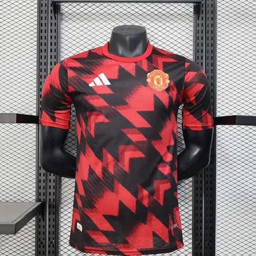 Maillot d'entraînement rouge et noir Manchester United, version joueur, 25/26