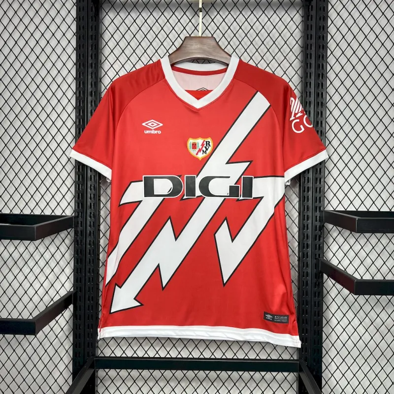 Camisola de futebol vermelha da casa do Rayo Vallecano 24/25