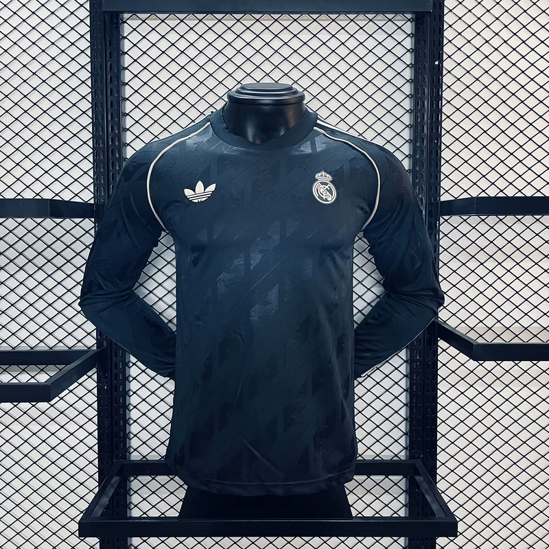 24-25 Real Madrid Black Retro Model Long Sleeve Player version jersey 24-25 Real Madrid Black Retro Model Long Sleeve Player version jersey