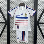 Maillot rétro enfant extérieur de l'équipe de France pour la Coupe du Monde 1998 Coupe du Monde 1998 France Away Retro Kids Kit