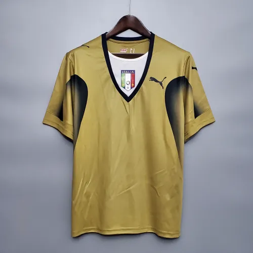 Camisola de futebol retro dourada da Itália do Mundial de 2006